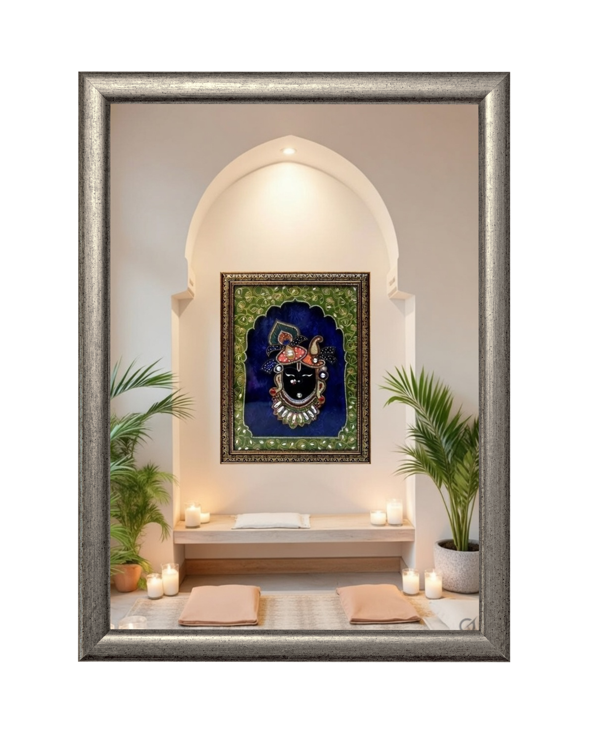 Handpainted Acrylic Painting of Shree Nath Ji on Canvas | Traditional Pichwai Style Wall Art