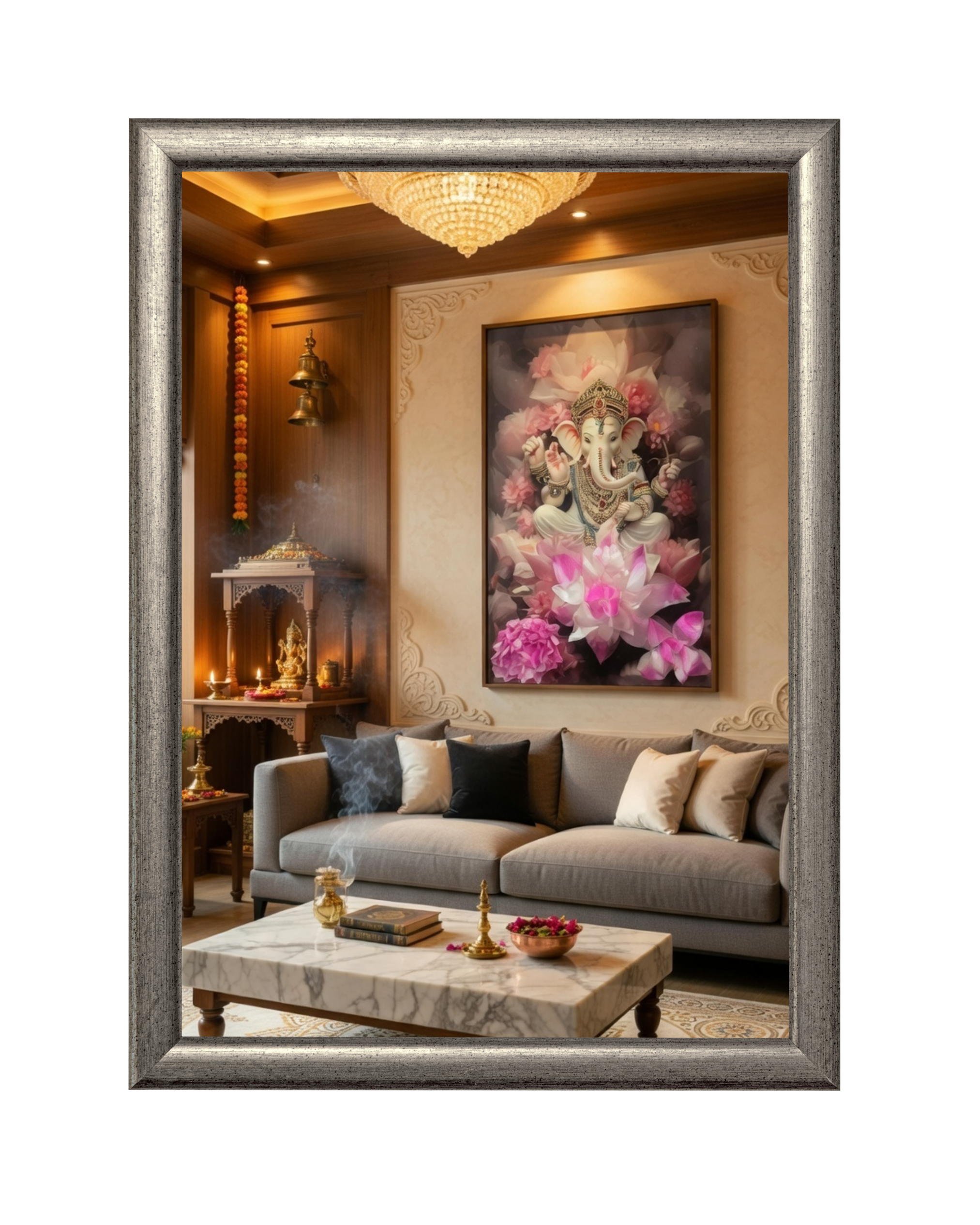 Ganesha With Resin Flowers And Ornaments