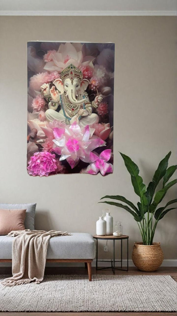 Ganesha With Resin Flowers And Ornaments
