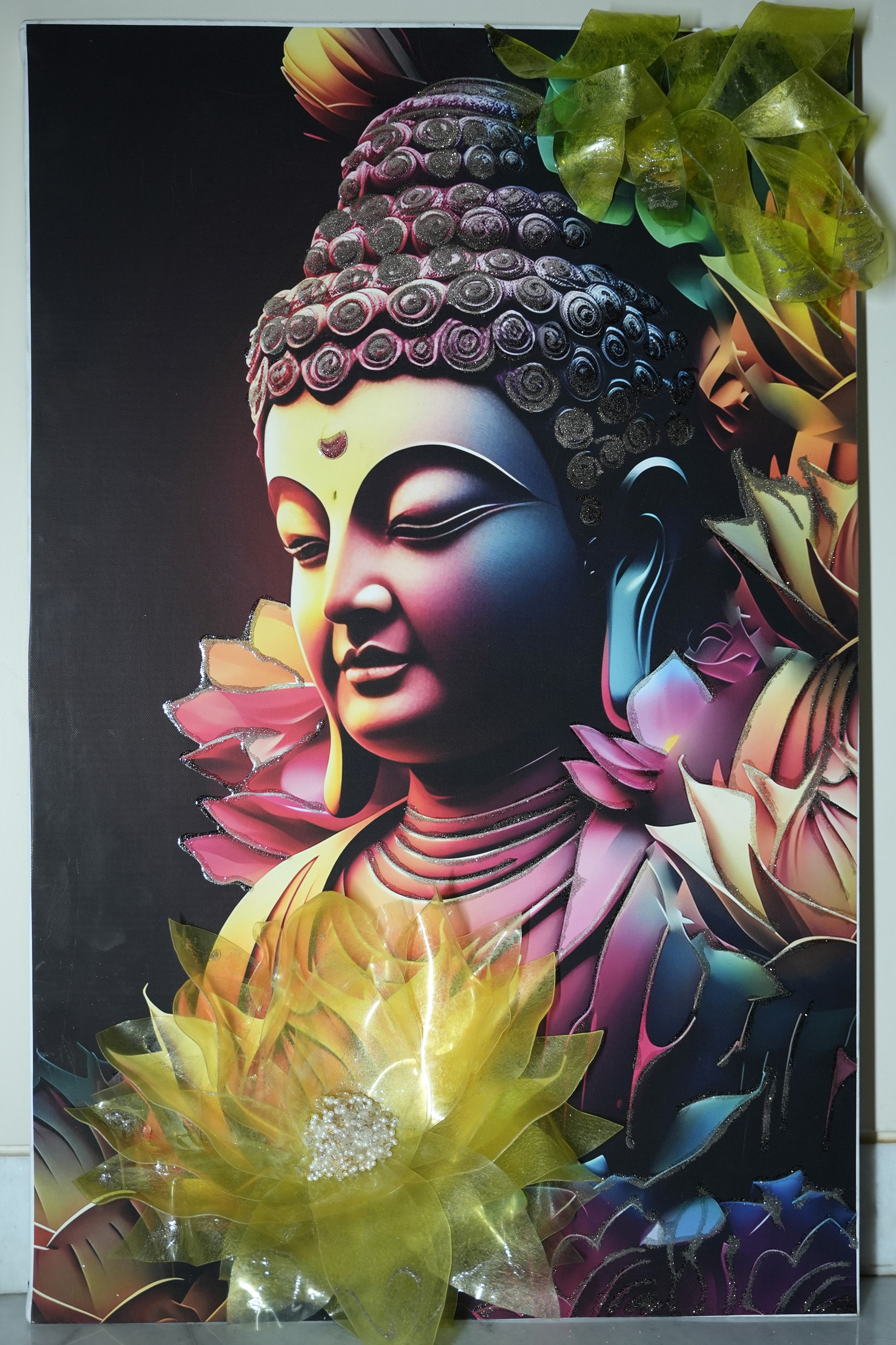 Buddha with Resin 3D flower